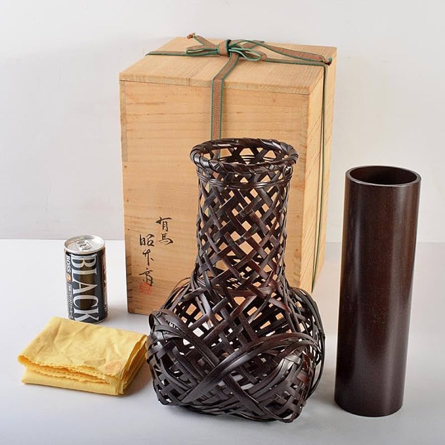 有馬篭　篭師　轡昭竹斎造　花篭　竹籠　共布共箱　M　R5505B Amazon.co.jp: 有馬篭 篭師 轡昭竹斎造 花篭 竹籠 共布共箱 M